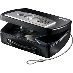 Master Lock P008EML Compact Portable Safe (Combination with Cable), Black/Grey,7,4 cm x 25,4 cm x 20,1 cm