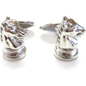 Silver Toned Chess Knight Cufflinks