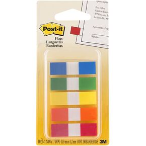 3M Post-It Flags to-Go, 1/2 X 1-3/4, 5-Standard Colors, 100 Flags/Pack (6835Cf)