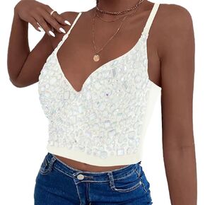 Wooee حجر الراين مشد بوستير المحاصيل الأعلى الأبيض الماس الصدرية ملهى ليلي الهذيان حجر الراين قمم مجوهرات للنساء in Kuwait