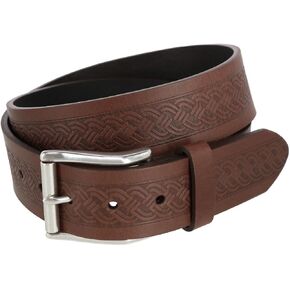 Trafalgar Men's Grady 40mm Celtic Scroll Embossed Leather Jean Belt