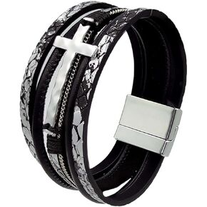 Leather Wrap Bracelets Cross Bracelets Trendy Layered Bracelet for Women Stackable Bracelet Jewelry Birthday Christmas