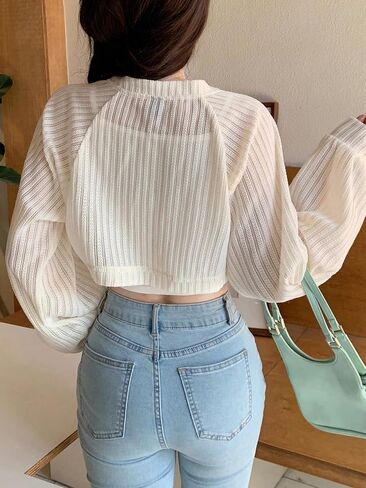 GORGLITTER Women's Open Front Bolero Shrug Cropped Cardigan Sweaters Cute Long Sleeve Knit Tops in Saudi Arabia