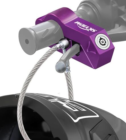 Motorcycle Locks, Motorcycle Brake Lock & Helmet Lock Anti-Theft Grip Lock Combo for All Motorcycle Bike ATV Scooter with Handlebar Diameters Within 1.3-1.5 Inches (Purple) in Saudi Arabia
