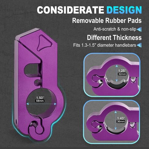 Motorcycle Locks, Motorcycle Brake Lock & Helmet Lock Anti-Theft Grip Lock Combo for All Motorcycle Bike ATV Scooter with Handlebar Diameters Within 1.3-1.5 Inches (Purple) in Saudi Arabia