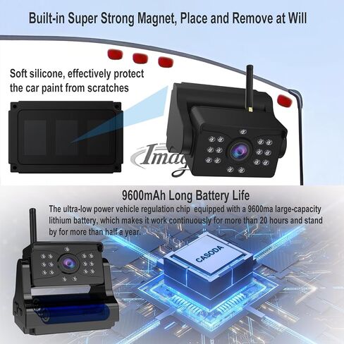 Wireless Backup Camera, Super Strong 5.8G WiFi, Ultra Smooth and Crystal Clear Video, Strong Magnetic Rechargeable Rear View Wireless Backup Camera for Trailer Camper Truck RV Pickup Car SUV etc in Kuwait