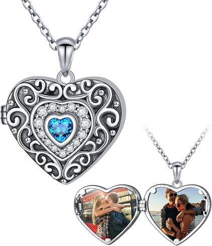 DAOCHONG Tree of life Photo Locket Heart Shaped Locket Necklace That Holds 2 Pictures Photo Keep Someone Near to You Vintage Sterling Silver Heart Photo Necklace for Women Heart Locket Necklace Jewelry Gifts for Women Grandma in Saudi Arabia