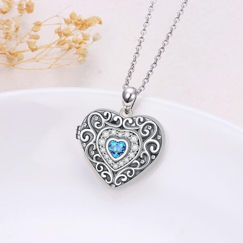DAOCHONG Tree of life Photo Locket Heart Shaped Locket Necklace That Holds 2 Pictures Photo Keep Someone Near to You Vintage Sterling Silver Heart Photo Necklace for Women Heart Locket Necklace Jewelry Gifts for Women Grandma in Saudi Arabia