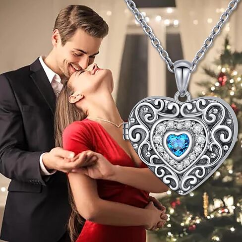 DAOCHONG Tree of life Photo Locket Heart Shaped Locket Necklace That Holds 2 Pictures Photo Keep Someone Near to You Vintage Sterling Silver Heart Photo Necklace for Women Heart Locket Necklace Jewelry Gifts for Women Grandma in Saudi Arabia