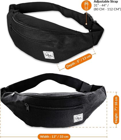 Vibe Festival Gear Fanny Pack للرجال والنساء - العديد من المطبوعات - حقيبة خصر لطيفة باللون الأسود والفضي والذهبي للمهرجانات والمشي لمسافات طويلة والجري وركوب الدراجات in Kuwait
