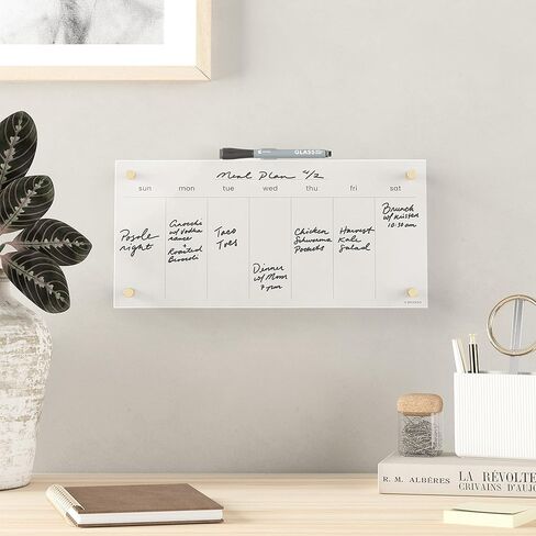 U Brands Acrylic Monthly Dry Erase Calendar, Clear with Gold Finish Hardware, 16" x 16" in Kuwait