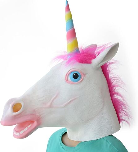 Voyiparty Halloween Latex Horse Head Mask Costume Animal Unicorn Mask for Adults in Saudi Arabia