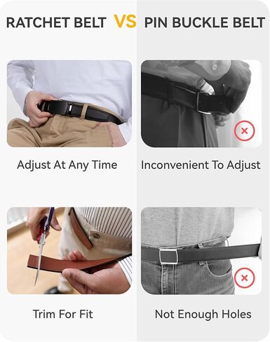 أحزمة CHAOREN السقاطة للرجال - حزام جلد رجالي 1 3/8 بوصة للفستان الكاجوال - حزام صغير قابل للتعديل يناسب كل مكان in Kuwait