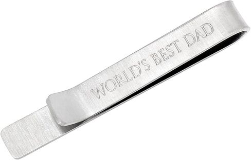 kilofly Men's Tie Clip Hidden Message WORLD'S BEST DAD GRANDPA BROTHER UNCLE Tie Bar in Kuwait