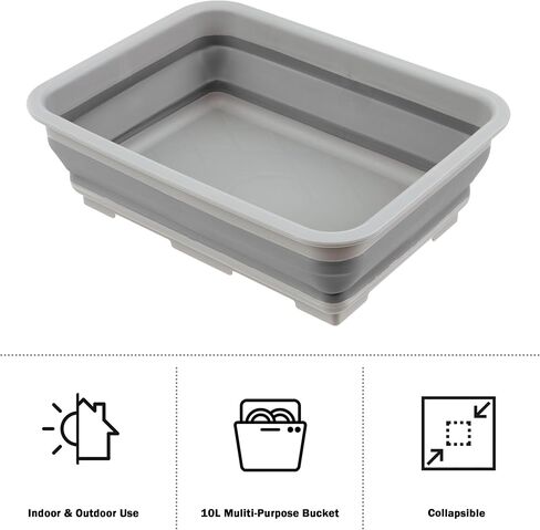Wakeman Collapsible Trash Can and Camp Sink Set - 29.5-Gallon Garbage Bin and 10-Liter Wash Basin - Camping Accessories Outdoors (Gray and Green) in Saudi Arabia
