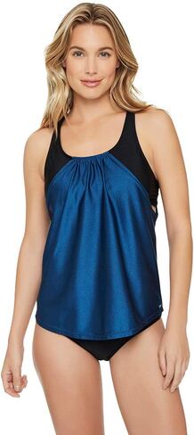 Reebok Women's Swimwear Sparkling Night Core Strappy Back Scoop Neck Soft Cup Tank Swim Bathing Suit Top in Saudi Arabia