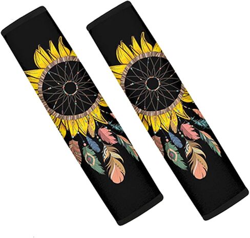 2 Pack Dream Catcher Sunflower Black Car Seat Belt Shoulder Pads Strap Covers Car Seat Belt Cushions in Saudi Arabia