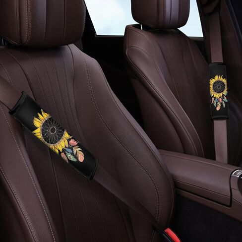 2 Pack Dream Catcher Sunflower Black Car Seat Belt Shoulder Pads Strap Covers Car Seat Belt Cushions in Saudi Arabia