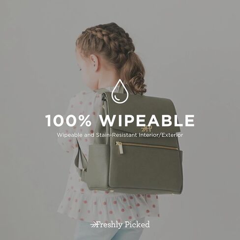 Freshly Picked Mini Diaper Bag II Backpack – Premium Vegan Leather Small Baby Bag without Changing Pad, Compact, Lightweight & Stylish for Moms On-the-Go, Cognac in Kuwait