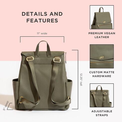 Freshly Picked Mini Diaper Bag II Backpack – Premium Vegan Leather Small Baby Bag without Changing Pad, Compact, Lightweight & Stylish for Moms On-the-Go, Cognac in Kuwait