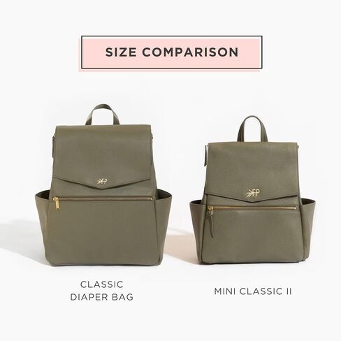 Freshly Picked Mini Diaper Bag II Backpack – Premium Vegan Leather Small Baby Bag without Changing Pad, Compact, Lightweight & Stylish for Moms On-the-Go, Cognac in Kuwait