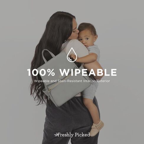 Freshly Picked Mini Diaper Bag II Backpack – Premium Vegan Leather Small Baby Bag without Changing Pad, Compact, Lightweight & Stylish for Moms On-the-Go, Cognac in Kuwait