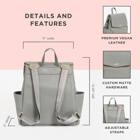 Freshly Picked Mini Diaper Bag II Backpack – Premium Vegan Leather Small Baby Bag without Changing Pad, Compact, Lightweight & Stylish for Moms On-the-Go, Cognac in Kuwait