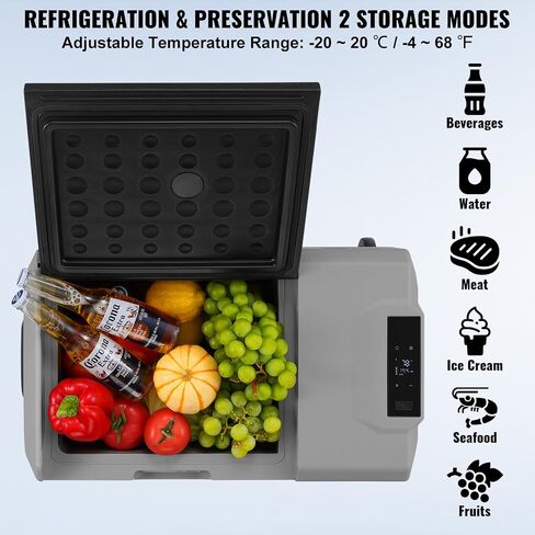 VEVOR Car Refrigerator, 12 Volt Car Refrigerator Fridge, 30 L Single Zone Portable Freezer with Wheels and Handle, -4℉-68℉, 12/24V DC and 100-240V AC Compressor Cooler for Outdoor, Camping in Saudi Arabia