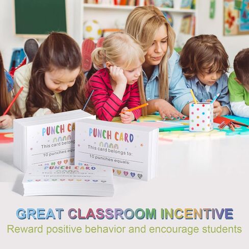 بطاقات لكمة، 200 بطاقة مكافأة لكمة مع ثقب، جائزة حوافز السلوك للأطفال، Schcool Classroom Teachers Home Business بطاقات ولاء 3.5 بوصة × 2 بوصة (أعلام) in Saudi Arabia