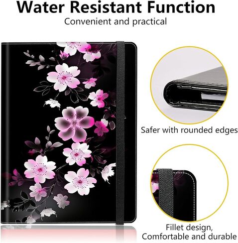 PU Leather Padfolio Clipboard Notepad with Pen Loop and Elastic Strap Interview/Resume Document Organizer for Business School Office,Pink White Flower in Saudi Arabia