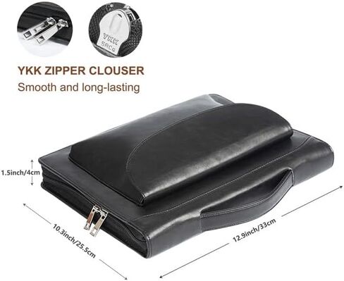 حافظة AZXCG للرجال، حافظة جلدية نباتية بمقبض، منظم حافظة مستندات مقاس A4 للكمبيوتر اللوحي مقاس 13 بوصة، حافظة احترافية لحافظة بحجم A4/Letter، مجلد أعمال، أسود in Kuwait