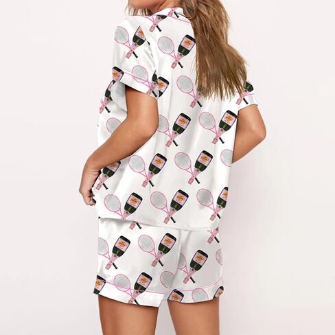 Cute Bow Pajamas for Women Y2k Silk 2 Piece Printed Preppy Pjs Shorts Set Matching Pj Aesthetic Pajamas Shirts Sets in Saudi Arabia