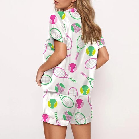 Cute Bow Pajamas for Women Y2k Silk 2 Piece Printed Preppy Pjs Shorts Set Matching Pj Aesthetic Pajamas Shirts Sets in Saudi Arabia