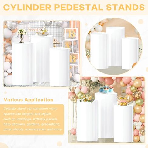 MODFUNS Cylinder Pedestal Stands for Party Clear Cylinder Stand 5 Pcs Plastic Pedestal Display Stand Plinth Pedestal Stand Dessert Plinth Pillars Round Cylinder Table for Party Reception Art Decor in Saudi Arabia