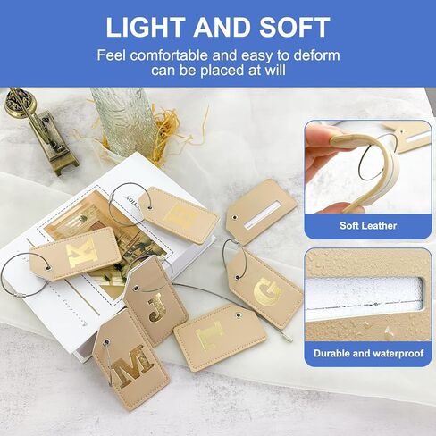 Mziart Luggage Tags for Suitcases, Initial Luggage Tag 2 Pack PU Leather Personalized Suitcase Tags Name ID Labels with Stainless Steel Loops Baggage Travel Bag Tags Cruise Essentials Gifts (Letter M) in Kuwait