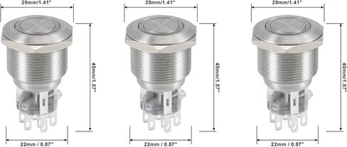 MECCANIXITY 22mm Momentary Push Button Switch 2NO 2NC 1COM LED Light Micro Switch Silver 1 Set in Saudi Arabia