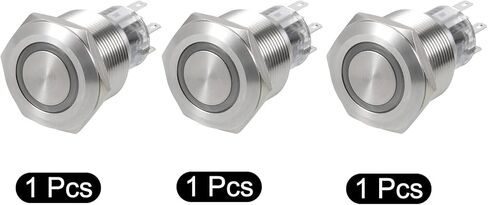 MECCANIXITY 22mm Momentary Push Button Switch 2NO 2NC 1COM LED Light Micro Switch Silver 1 Set in Saudi Arabia