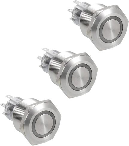 MECCANIXITY 22mm Momentary Push Button Switch 2NO 2NC 1COM LED Light Micro Switch Silver 1 Set in Saudi Arabia