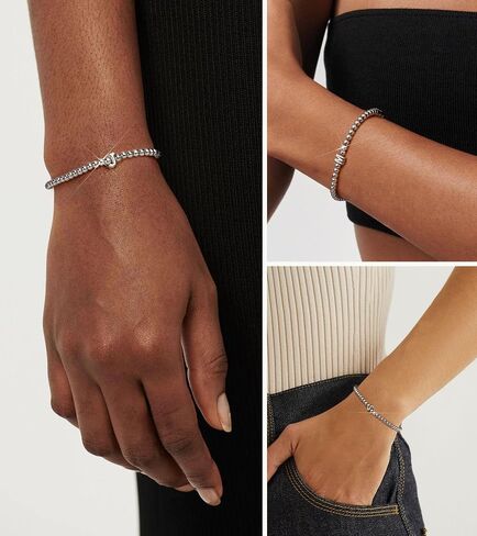 Wowshow Gold Bracelets for Women Strand Gold Beaded Bracelets Initial Bracelet with A-Z Letter Charm 18K Gold Plated Bead Ball Bracelet Gold Jewelry Gifts for Women Mother's Day Christmas in Saudi Arabia