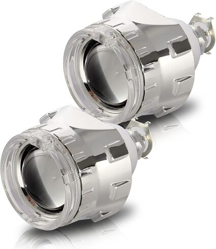 2.5 inch Bi-Xenon HID Projector Lens H4 H7 H11 Car Retrofit Styling Use H1 light Universal (Black Shroud with White Angel Eyes) in Saudi Arabia