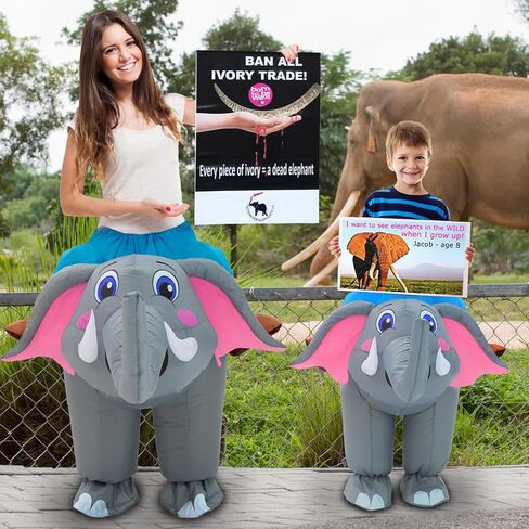 زي الفيل القابل للنفخ للبالغين + زي الفيل القابل للنفخ للأطفال أزياء الهالوين للحيوانات in Kuwait