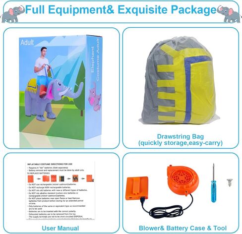 زي الفيل القابل للنفخ للبالغين + زي الفيل القابل للنفخ للأطفال أزياء الهالوين للحيوانات in Kuwait