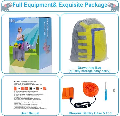 زي الفيل القابل للنفخ للبالغين + زي الفيل القابل للنفخ للأطفال أزياء الهالوين للحيوانات in Kuwait