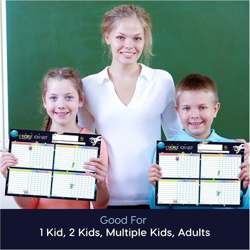 HQ MART Magnetic Dry Erase Chore Chart for Multiple Kids - 14.5"x 11" Dry Erase Chore Chart for Kids with 2 Magnetic White Notepads, 6 Dry Erase Markers, 6 Glass Magnetic Badges and 1 Magnetic Duster in Saudi Arabia