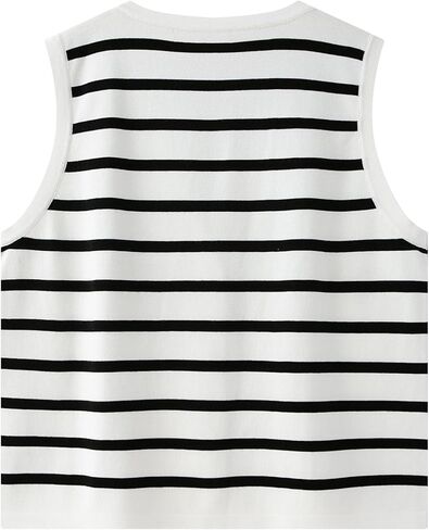 Chevara Women's Sleeveless Striped Sweater Vest Casual V Neck Vest Tops Summer Outfits in Saudi Arabia