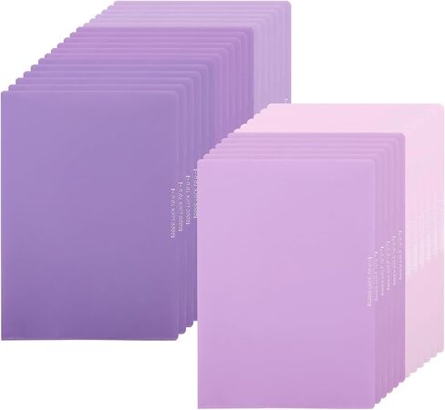 Phyxin 30 Pack Plastic Folders Sleeves, Clear Folders for Documents, L-Type Project Pockets for Paper 8.6x12.1, Poly Plastic Sleeves for Office School, 5 Assorted Colors, Purple in Saudi Arabia