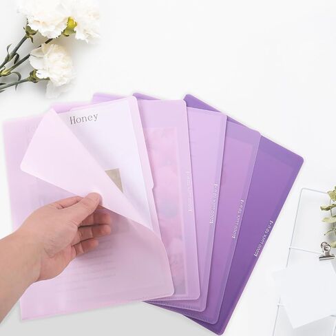 Phyxin 30 Pack Plastic Folders Sleeves, Clear Folders for Documents, L-Type Project Pockets for Paper 8.6x12.1, Poly Plastic Sleeves for Office School, 5 Assorted Colors, Purple in Saudi Arabia