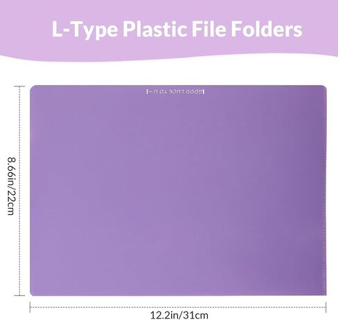 Phyxin 30 Pack Plastic Folders Sleeves, Clear Folders for Documents, L-Type Project Pockets for Paper 8.6x12.1, Poly Plastic Sleeves for Office School, 5 Assorted Colors, Purple in Saudi Arabia
