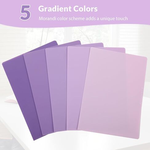 Phyxin 30 Pack Plastic Folders Sleeves, Clear Folders for Documents, L-Type Project Pockets for Paper 8.6x12.1, Poly Plastic Sleeves for Office School, 5 Assorted Colors, Purple in Saudi Arabia