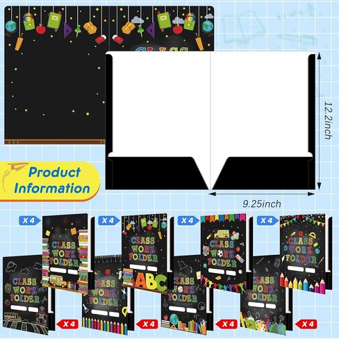 Yeaqee 32 Pcs Classwork Folders Homework Folders for Students Classwork Pocket Folders Portfolio Folder Homework Organizer for Classroom Home School Teachers Gifts Educational Supplies in Saudi Arabia